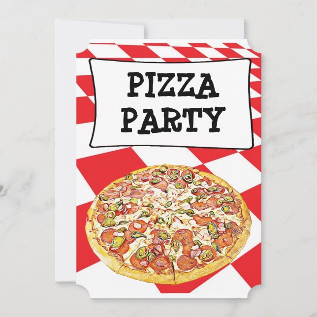 Pizza Party Birthday  Invitations (Front)