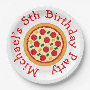 Pizza Party Birthday Paper Plate