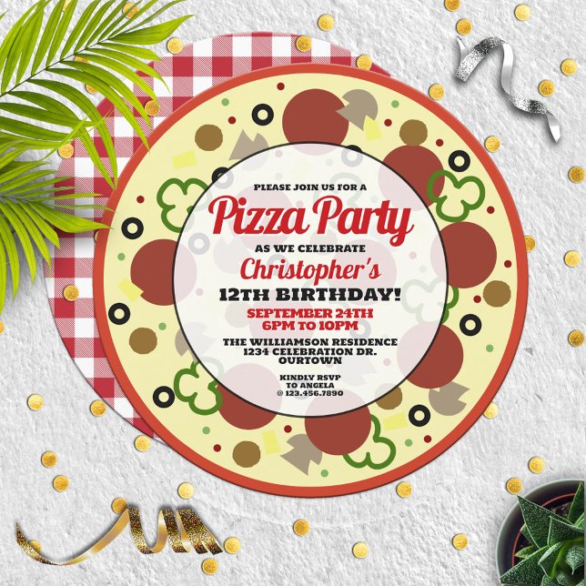 Pizza Party Birthday Party Invitation (Creator Uploaded)