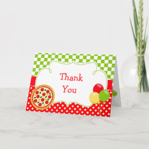 Pizza Party Birthday Party Thank You Card