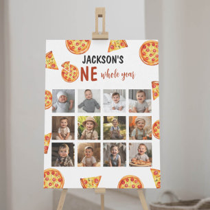 Pizza Party Boy Birthday Photo Milestone Sign