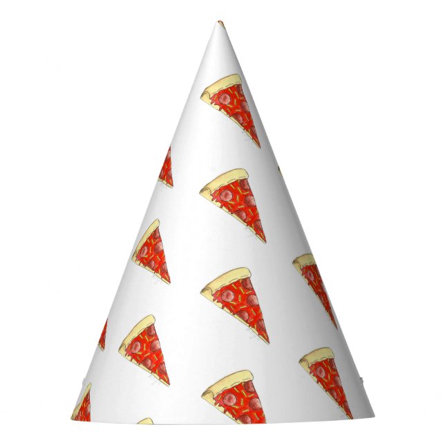 Pizza Party Cheese Pepperoni Pie Slice Pizzeria Party Hat (Front)