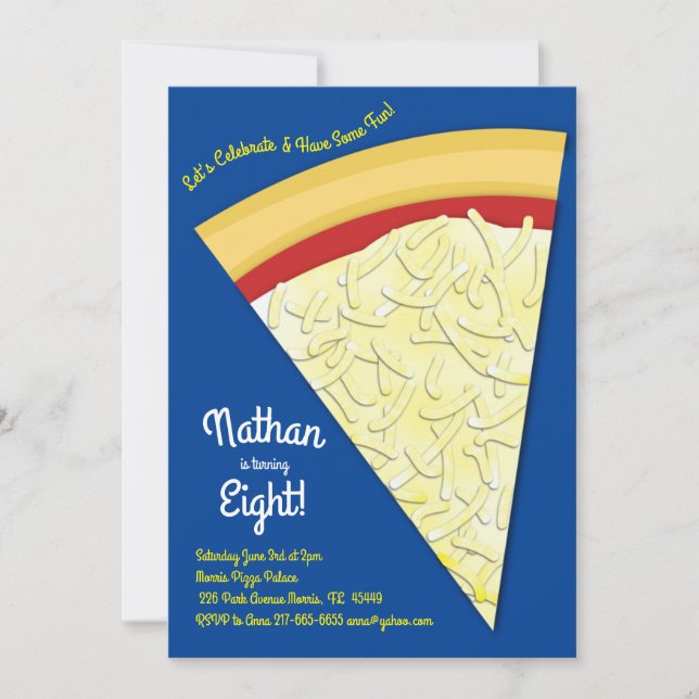 Pizza Party Cheese Pizza Slice Invitation (Front)