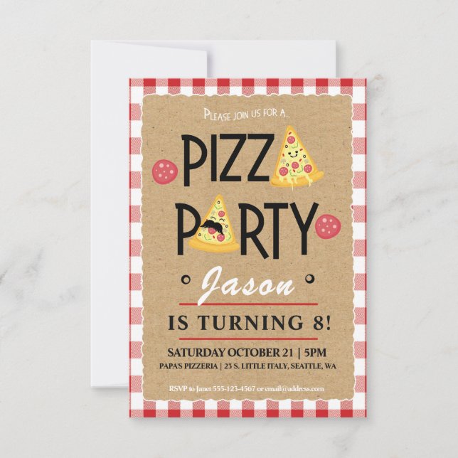 Pizza Party Child's Birthday Party Invitation (Front)