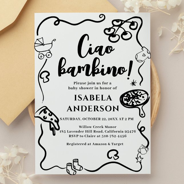 Pizza Party,Ciao Bambino Baby Shower Invitation (Creator Uploaded)