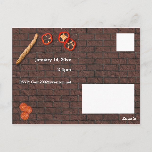 Pizza Party Customisable Invitation Postcard (Back)