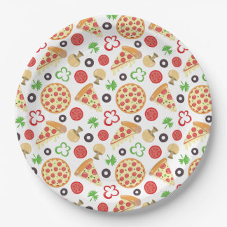 Pizza Party Cute Pizza Pattern Kids Birthday Party Paper Plate