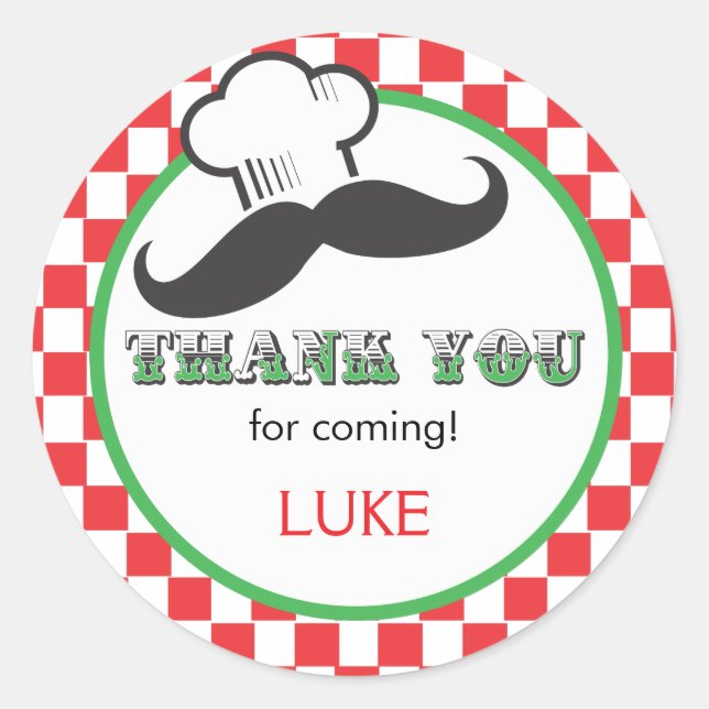 Pizza Party Favour Sticker (Front)