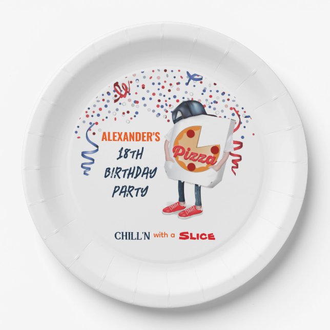 Pizza Party Funny Paper Plate (Front)