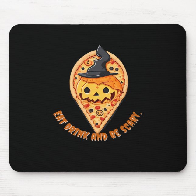 Pizza Party Halloween Pumpkin Witch Hat Essential Mouse Pad (Front)