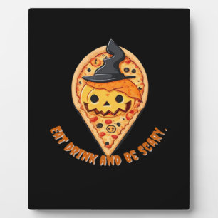 Pizza Party Halloween Pumpkin Witch Hat Essential Plaque