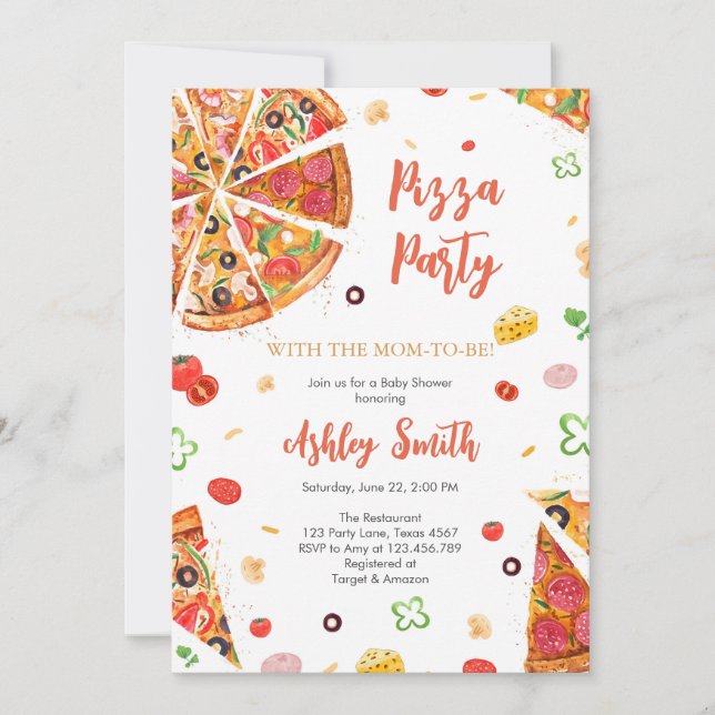 Pizza Party Invitation Pizza Birthday Party (Front)