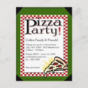 Pizza Party Invitation Postcard