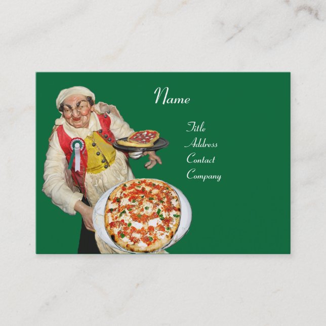 PIZZA PARTY ITALIAN KITCHEN, PIZZERIA ,green red Business Card (Front)