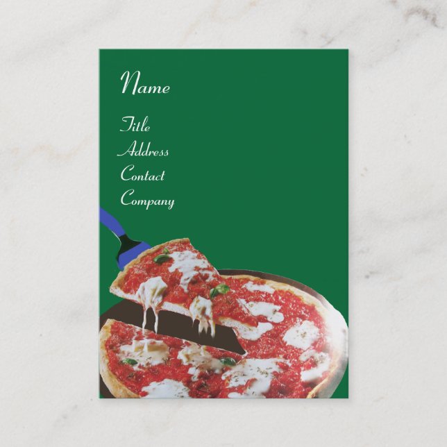 PIZZA PARTY ITALIAN KITCHEN, RESTAURANT ,green red Business Card (Front)