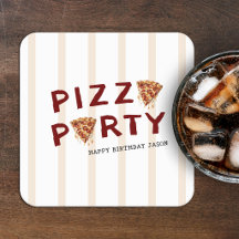 Pizza Party Kids Birthday Striped
