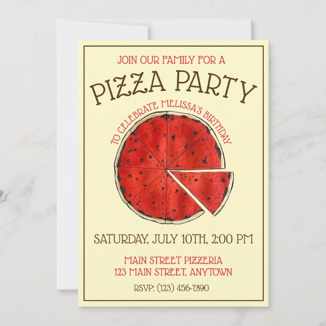 Pizza Party New Haven CT Connecticut Pie Slice Invitation (Front)