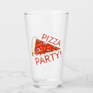 Pizza Party New York Pepperoni Cheese Slice Pie Glass