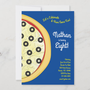 Pizza Party Olive Pizza Invitation