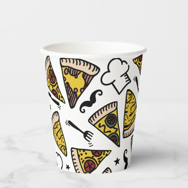 Pizza Party Pattern Paper Cups (Front)