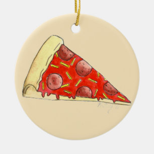Pizza Party Pepperoni Cheese New York Pizzeria Ceramic Ornament