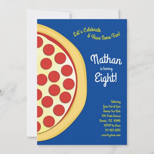 Pizza Party Pepperoni Pizza  Invitation (Front)