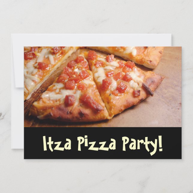 Pizza Party Personalised Card Invitation (Front)