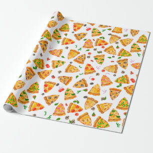 Pizza Party Personalised Kids Birthday Wrapping Paper