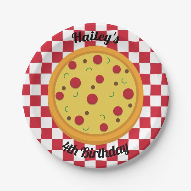 Pizza Party personalised Plates (Front)