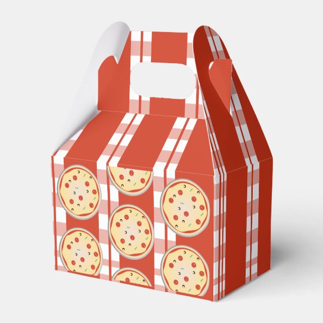 Pizza Party Pie Mix Pizza Plaid Stripes Favour Box (Front Side)