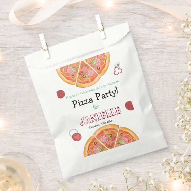 Pizza Party, Pizza Birthday, Slice of Fun    Favour Bag (Clipped)