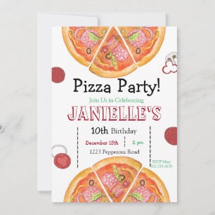 Pizza Party, Pizza Birthday, Slice of Fun   Invitation