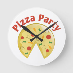 Pizza Party Round Clock
