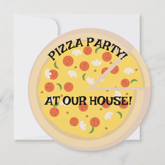 PIZZA PARTY! ROUND CUSTOM INVITATIONS (Front)