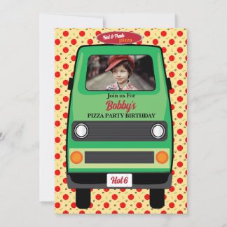Pizza Party Sleepover Birthday Slumber Party Invitation