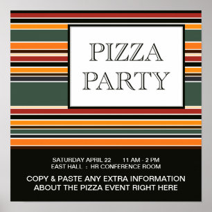 pizza party stripes poster