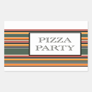 pizza party stripes rectangular sticker