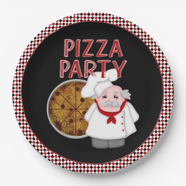 Pizza Party Style 2 -Paper Party Plates (Front)