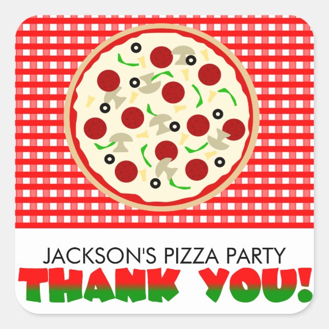 Pizza Party Thank You Favour Stickers (Front)