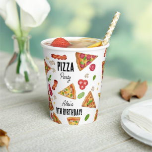 Pizza Party Theme Kids Birthday Party Paper Cups