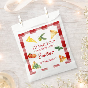 Pizza Party Theme Watercolor Kids Birthday Party Favour Bag