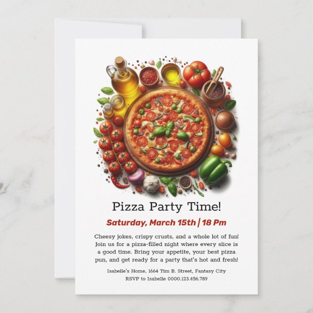 Pizza Party Time  A Slice of Fun Awaits Invitation (Front)