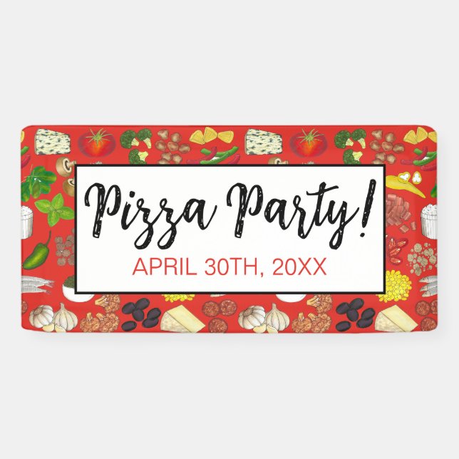 Pizza Party Toppings Italian Food Pizzeria Pie Banner (Horizontal)
