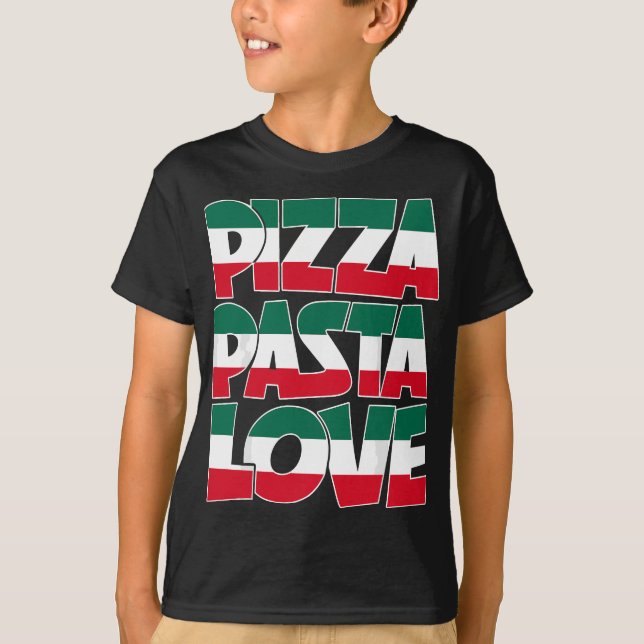 Pizza Pasta Love Graphic  Italian American Heather T-Shirt (Front)