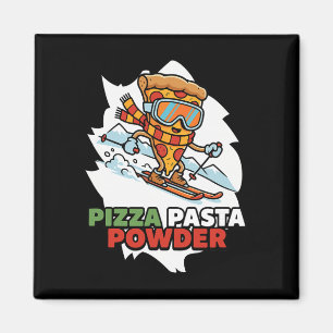 Pizza, Pasta, Powder - Funny Skiing Pizza Slice Wi Magnet