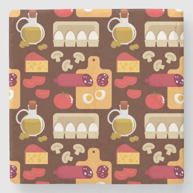Pizza Pattern 2 Stone Coaster (Front)
