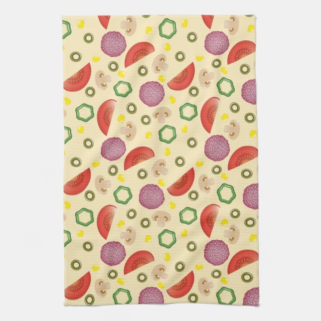 Pizza Pattern 2 Tea Towel (Vertical)