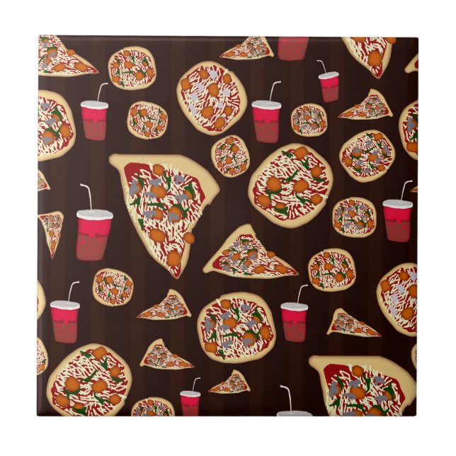 Pizza Pattern Ceramic Tile (Front)