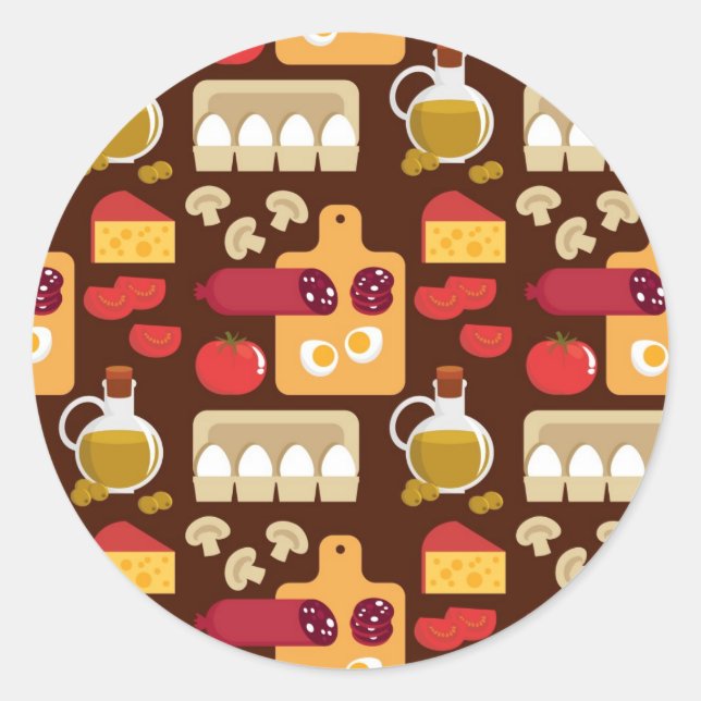 Pizza Pattern Classic Round Sticker (Front)