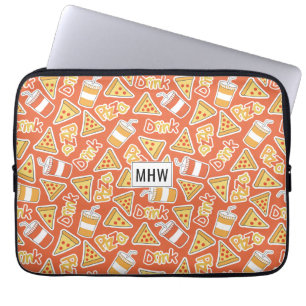 Pizza Pattern custom monogram laptop sleeves